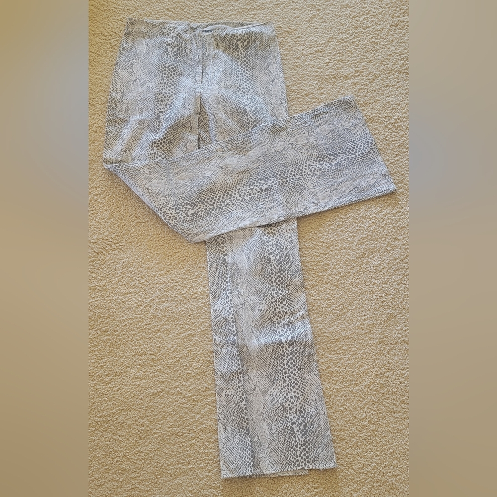 Snake silver print pants by Necessary Objects Ady GluckFrankel, size Medium